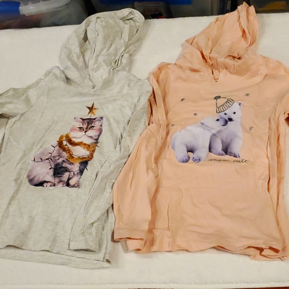 Set of 2 Girls holiday long sleeve tees